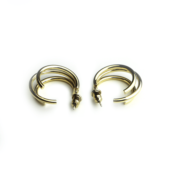 Triple Hoop Earrings Gold Small